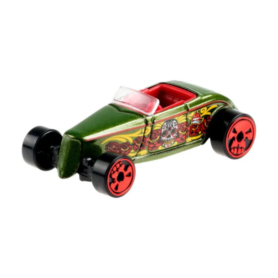 ’33 Ford Lo Boy (Metalflake Olive Green) – Happy Halloween – Hot Wheels Basic (2021)